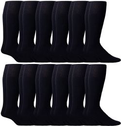 12 of Yacht & Smith Men's Navy Cotton Terry Athletic Tube Socks, Size 10-13