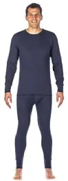 Yacht & Smith Mens Cotton Heavy Weight Waffle Texture Thermal Underwear Set Navy Size Large - Mens Thermals