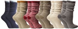 6 Bulk Yacht & Smith Slouch Socks For Women, Assorted Earthy Neutral Tone, Sock Size 9-11
