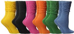 6 Bulk Yacht & Smith Slouch Socks For Women, Assorted Bold Bright Sock Size 9-11