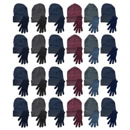 12 Bulk Yacht & Smith Unisex Assorted Colored Winter Hat & Glove Set