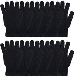 60 Pairs Yacht & Smith Unisex Black Magic Gloves Bulk Pack - Knitted Stretch Gloves