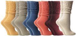 6 Pairs Yacht & Smith Women's Assorted Colored Slouch Socks Size 9-11 - Womens Crew Sock