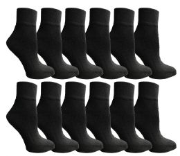 12 Wholesale Yacht & Smith Women's Cotton Ankle Socks Black Size 9-11