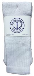 24 Wholesale Yacht & Smith Women's Cotton Tube Socks, Referee Style, Size 9-15 Solid White