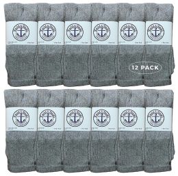 12 Wholesale Yacht & Smith Women's Cotton Tube Socks, Referee Style, Size 9-15 Solid Gray