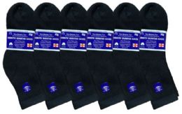 6 Pairs Yacht & Smith Women's Loose Fit NoN-Binding Soft Cotton Diabetic Black Ankle Socks Size 9-11 - Women's Diabetic Socks