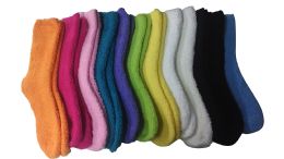 Yacht & Smith Women's Striped Assorted Colors Warm & Cozy Fuzzy Sock