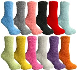 60 Pairs Yacht & Smith Women's Solid Colored Fuzzy Socks Assorted Colors, Size 9-11 - Womens Fuzzy Socks