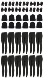 36 Bulk Yacht & Smith Womens Fleece Winter Sets Hat, Gloves And Thermal Fleece Lined Leggings