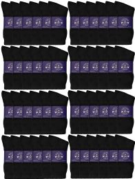 48 Wholesale Yacht & Smith Women's Cotton Black Crew Socks, Size 9-11