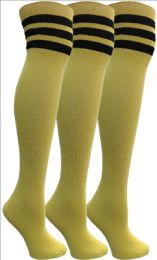 3 Pairs Yacht&smith Womens Over The Knee Socks, 3 Pairs Soft, Cotton Colorful Patterned (3 Pairs Yellow) - Womens Knee Highs