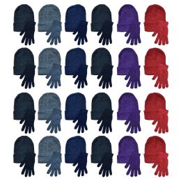 48 Units of Yacht & Smith Womens Warm Winter Hats And Glove Set Assorted Colors 48 Pieces - Winter Sets Scarves , Hats & Gloves