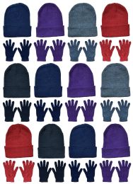 24 Wholesale Yacht & Smith Womens Warm Winter Hats And Glove Set 24 Pieces