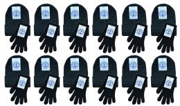 480 of Yacht & Smith 2 Piece Unisex Warm Winter Hats And Glove Set Solid Black