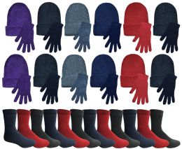 36 Wholesale Yacht & Smith Womens Warm Winter Sets Hat, Gloves And Thermal Socks