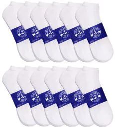 12 Pairs Yacht & Smith Womens White Lightweight Cotton No Show Socks, Sock Size 9-11 - Womens Ankle Sock
