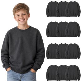 Youth Cotton Crew Neck Sweat Shirt Charcoal Gray Size Large