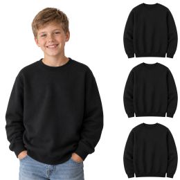 Youth Cotton Crew Neck Sweat Shirt Black Size Medium