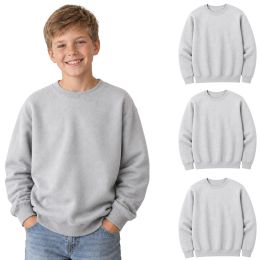 Youth Cotton Crew Neck Sweat Shirt Heather Gray Size Large