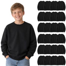 Youth Cotton Crew Neck Sweat Shirt Black Size Xlarge