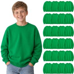 24 Pieces Youth Cotton Crew Neck Sweat Shirt Green Size 2xlarge - Kids Sweatshirts For Donation