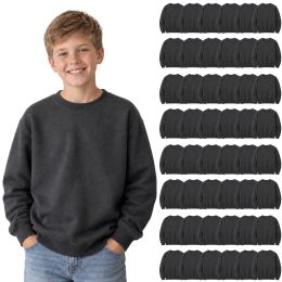 48 Pieces Youth Cotton Crew Neck Sweat Shirt Charcoal Gray Size Medium - Kids Sweatshirts For Donation