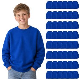 48 Pieces Youth Cotton Crew Neck Sweat Shirt Royal Blue Size Large - Kids Sweatshirts For Donation