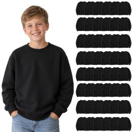 Youth Cotton Crew Neck Sweat Shirt Black Size Medium