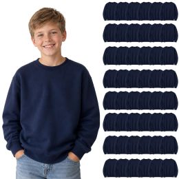 Youth Cotton Crew Neck Sweat Shirt Navy Size Xlarge