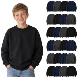 Youth Cotton Crew Neck Sweat Shirt Assorted Black Navy Gray Size Xlarge