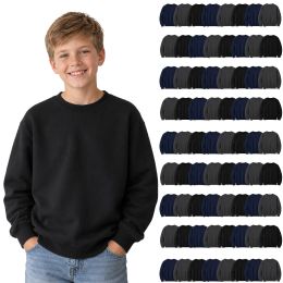 Youth Cotton Crew Neck Sweat Shirt Assorted Black Navy Gray Size 2xlarge