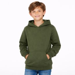 Youth Fleece Pullover Hoodies Military Green Size Youth Large