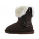 24 Pairs Youth's Micro Suede Foldover Boots With Faux Fur Lining And Side Zipper In Brown - Girls Boots
