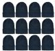 12 Units of Yacht & Smith Unisex Winter Warm Beanie Hats In Solid Black - Winter Beanie Hats
