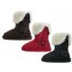 24 Pairs Youth Micro Suede Foldover Boots With Faux Fur Lining And Side Zipper - Girls Boots