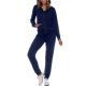 12 Pieces Womens Jersey Knit Hoodie And Jogger 2 Piece Set In Heather Navy Size Small - Women's Active Wear Sets