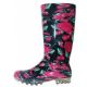 24 Pairs 13.5 Inches Soft Rubber Rain Boot 6-11 Black Red Floral - Women's Boots