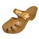 Wholesale Footwear Women's Wedge Clog Sandals Gold