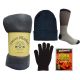 6-Piece Unisex Winter Care Bundle Set Includes Blanket Thermal Socks Beanie Gloves Hand Warmers