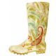 Wholesale Footwear 13.5 Inches Rubber Printed Rain Boot 5-10 Beige Paisley