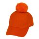 Wholesale Footwear Six Panel Solid Color Wool Blend Cap W/rabbit Fur Pom Pom Orange