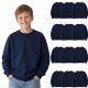 12 Pieces Youth Cotton Crew Neck Sweat Shirt Navy Size Small - Kids Sweatshirts For Donation