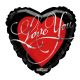 100 pieces Valentine Foil Balloon - Black & Red Script Letters - Balloons & Balloon Holder