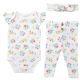 36 pieces Ribbed Cotton 3-Piece Baby Clothing Set - Floral Print - Baby Apparel