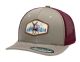 12 Pieces 6-Panel Truck Mesh Snapback Caps With Deer Patch Khaki/Burgundy - Baseball Caps & Snap Backs