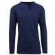 24 Packs Men's Long Sleeve WafflE-Knit Henley Thermals Shirt Navy Size XL - Mens Thermals