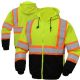 12 Pieces of Mens Hoodie Hivis Visibility Safety Hooded Zip Sweatshirt Neon C