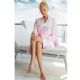 3 Pieces Satin Luxury Bath Robe In Pink - Women's Pajamas and Sleepwear