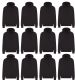 12 Pieces of Unisex Cotton Hoodie Sweatshirt In Black Size Xlarge